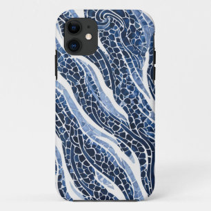 Blue White Wave Pattern 15 iPhone 11 Case