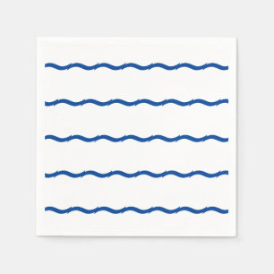Blue white waves party paper napkin