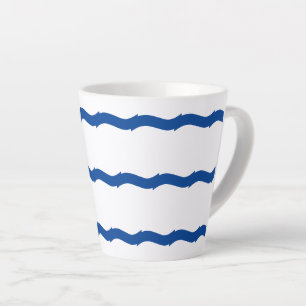 Blue white waves stripes nautical pattern latte mug
