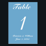 Blue White Wedding Table No. Cards<br><div class="desc">Pretty light ocean Blue White Wedding Reception Table Number Cards (or other event). FOR EASE: FIRST TYPE IN THE "BRIDE & GROOM'S NAMES & DATE OF WEDDING" on Front/Back of Card. THEN TYPE IN "EACH TABLE NUMBER" SEPARATELY on Front/Back of Card AND ADD TO SHOPPING CART, Ex. Table 1, Table...</div>