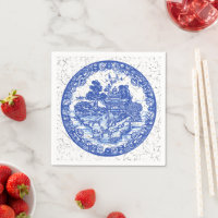 Blue White Willow Fox Woodland Crackle Look