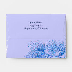 Blue White Winter Pine Custom Address A6 Envelope