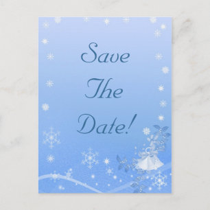 Blue & White Winter Save The Date Wedding Announcement Postcard