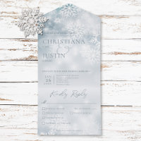 Blue & White Winter Snow Modern Three Dinner