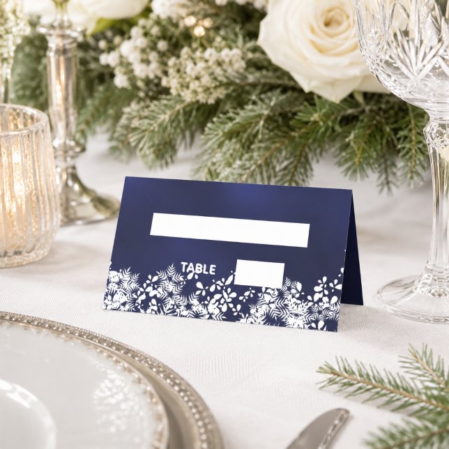Blue white winter snow place card (Creator Uploaded)