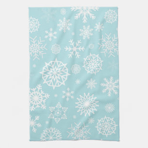 Blue White Winter Snowflake Christmas Holidays Tea Towel