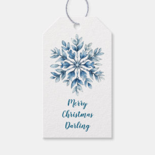 Blue White Winter Snowflake Gift Tags