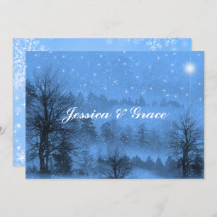 Blue White Winter  Wedding Invitation