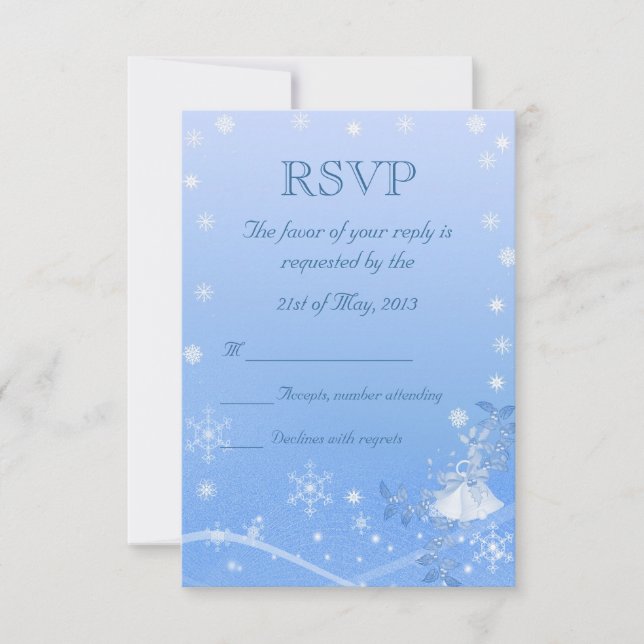Blue & White Winter Wedding RSVP (Front)