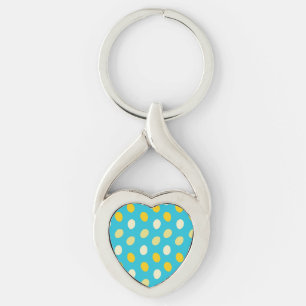 Blue White Yellow Colorful Eggs Bird Nests Nature Key Ring