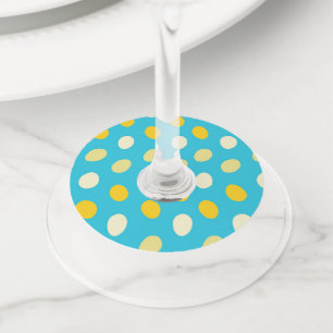 Blue White Yellow Colorful Eggs Bird Nests Nature Wine Glass Tag