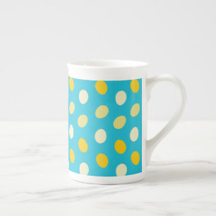 Blue White Yellow Colourful Eggs Bird Nests Dots Bone China Mug