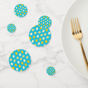 Blue White Yellow Colourful Eggs Bird Nests Dots Confetti