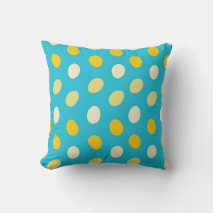 Blue White Yellow Colourful Eggs Bird Nests Dots Cushion