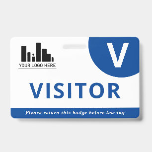 Blue & White Your Logo Visitor ID Badge