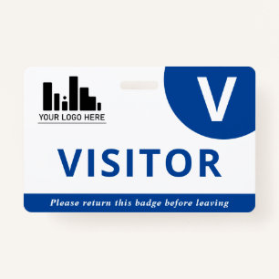 Blue & White Your Logo Visitor ID Badge