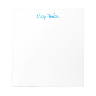 Blue White Your Name Calligraphy Unique Minimalist Notepad