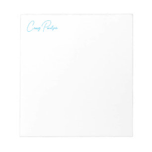 Blue White Your Name Calligraphy Unique Minimalist Notepad