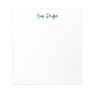 Blue White Your Name Calligraphy Unique Minimalist Notepad
