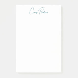 Blue White Your Name Calligraphy Unique Minimalist Post-it Notes