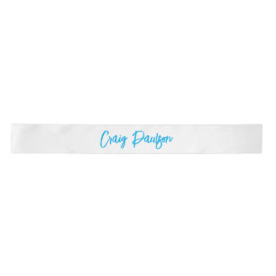 Blue White Your Name Calligraphy Unique Minimalist Satin Ribbon