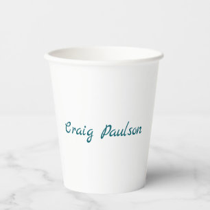 Blue White Your Name Unique Special Minimalist Paper Cups