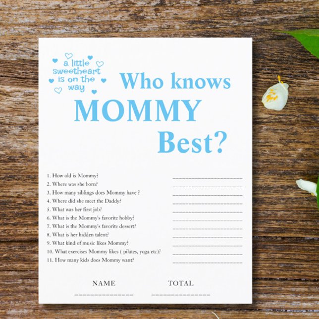 Blue Who knows Mummy Best Baby Shower Game (Creator Uploaded)