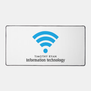 Blue Wi-Fi Logo, Information Technology, Computer Desk Mat