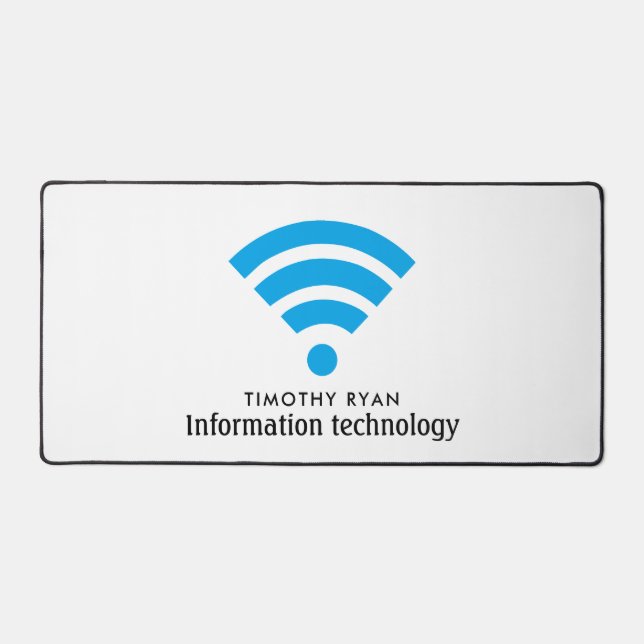 Blue Wi-Fi Logo, Information Technology, Computer Desk Mat (Front)