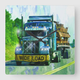 Blue WIDE LOAD Freight Truck Wall Clock