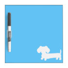 Blue Wiener Dog Dry Erase White Note Board