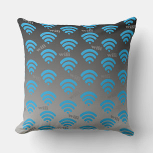 Blue Wifi Signal  Cushion