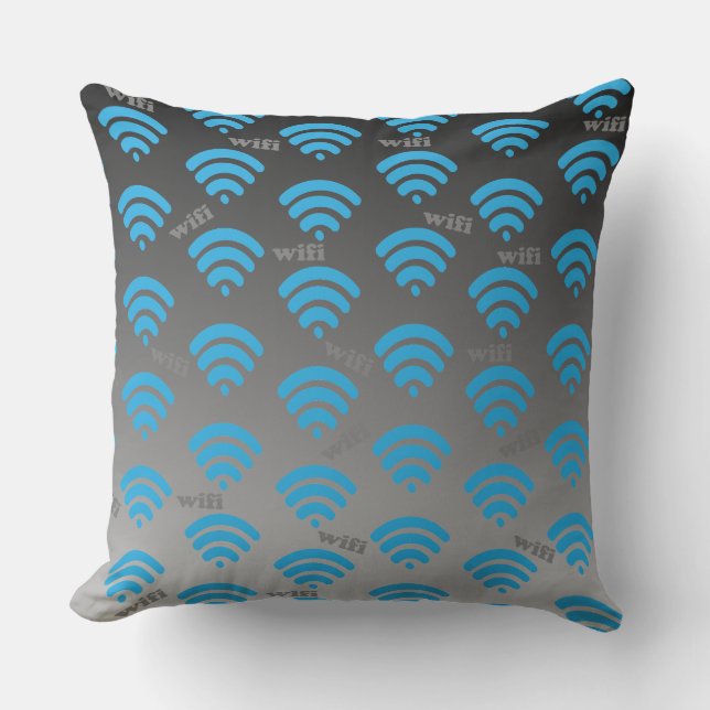 Blue Wifi Signal  Cushion (Front)