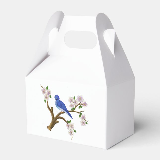 Blue wild bird design  favour box (Front Side)
