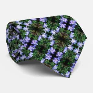 Blue Wild Chicory Flowers Abstract Pattern        Tie