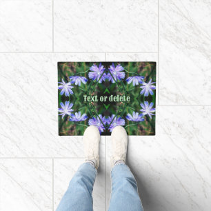 Blue Wild Chicory Flowers Abstract Personalised Doormat