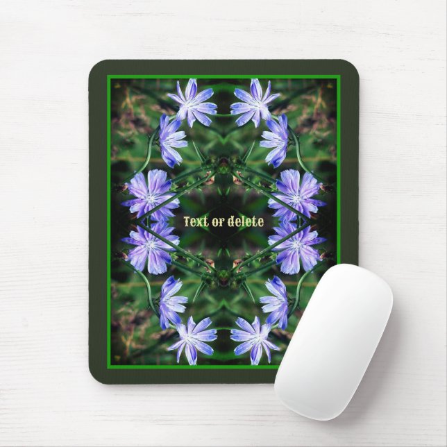 Blue Wild Chicory Flowers Abstract Personalised Mouse Pad (With Mouse)