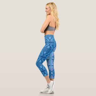 blue wild lines High Waisted Capris