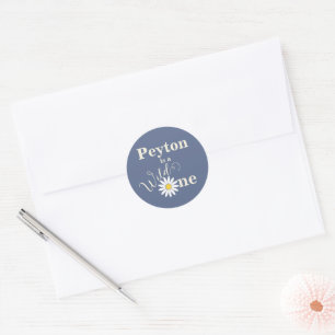 Blue Wild One First Birthday Classic Round Sticker