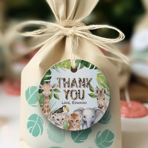 Blue Wild One, Jungle themed Boy 1st birthday Favour Tags