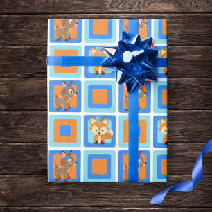 Blue Wild One Woodland Forest Wrapping Paper