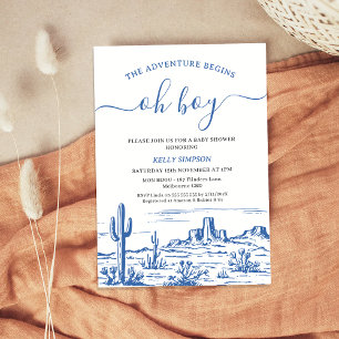 Blue Wilderness Adventure Begins Baby Shower Invitation