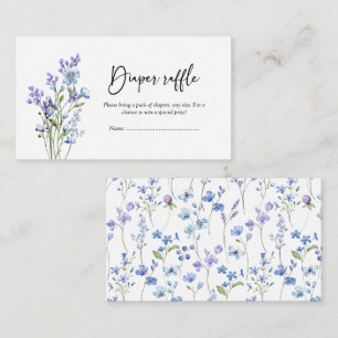 Blue Wildflower Baby Shower Diaper Raffle Enclosure Card