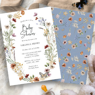 Blue Wildflower Baby Shower Invitation