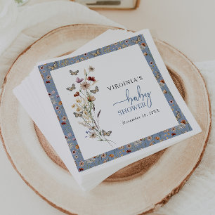 Blue Wildflower Baby Shower Napkin