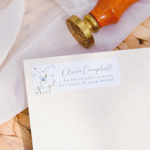 Blue Wildflower Boho Return Address Label