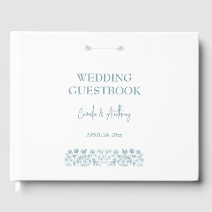 Blue Wildflower Boho Wedding Guest Book