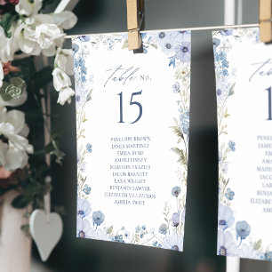 Blue Wildflower Border Table Number Seating Chart