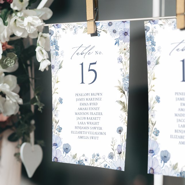Blue Wildflower Border Table Number Seating Chart (Blue Wildflower Border Table Number Seating Chart)