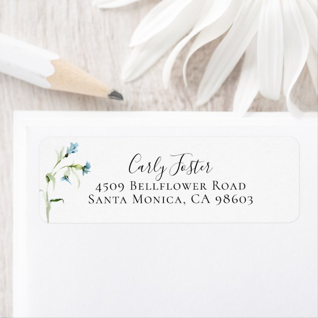 Blue Wildflower Botanical Return Address Label (Insitu)
